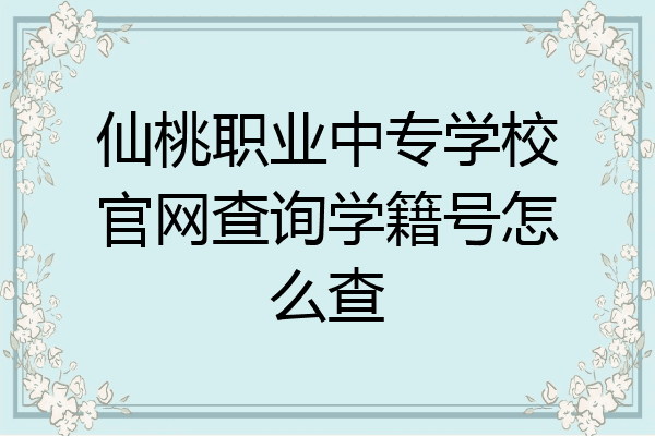 仙桃职业中专学校官网查询学籍号怎么查