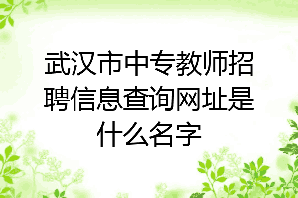 武汉市中专教师招聘信息查询网址是什么名字
