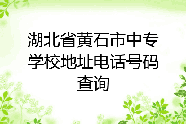 湖北省黄石市中专学校地址电话号码查询