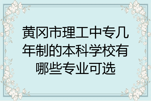 黄冈市理工中专几年制的本科学校有哪些专业可选