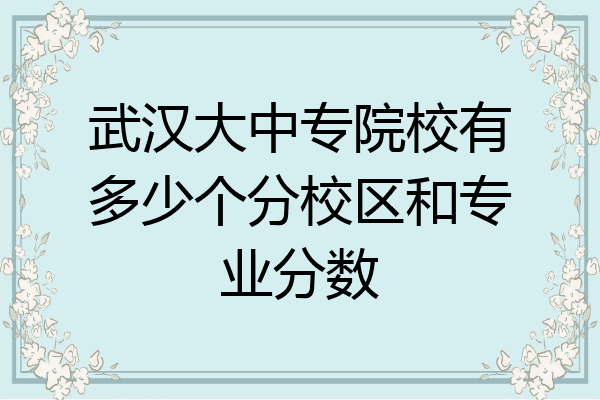 武汉大中专院校有多少个分校区和专业分数