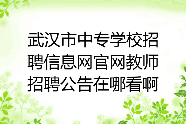 武汉市中专学校招聘信息网官网教师招聘公告在哪看啊
