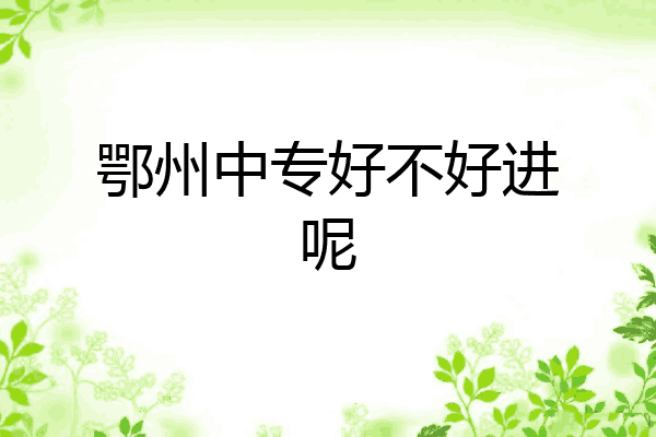 鄂州中专好不好进呢