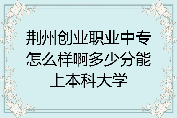 荆州创业职业中专怎么样啊多少分能上本科大学