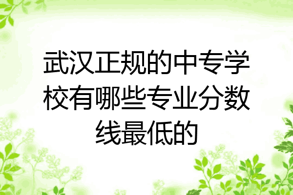 武汉正规的中专学校有哪些专业分数线最低的