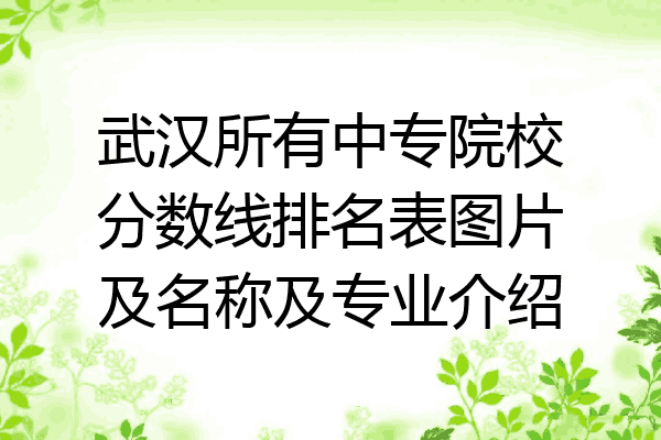 武汉所有中专院校分数线排名表图片及名称及专业介绍