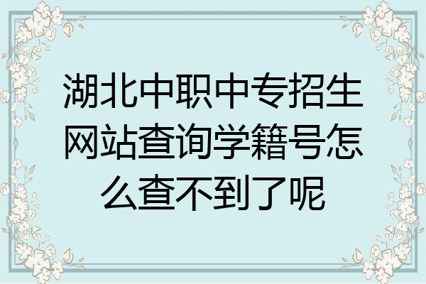 湖北中职中专招生网站查询学籍号怎么查不到了呢
