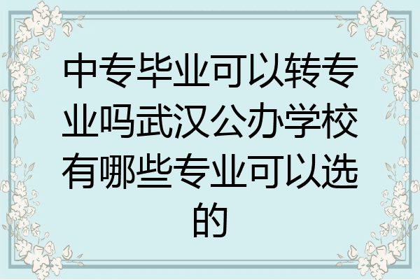 中专毕业可以转专业吗武汉公办学校有哪些专业可以选的
