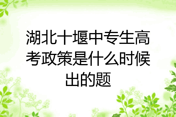 湖北十堰中专生高考政策是什么时候出的题