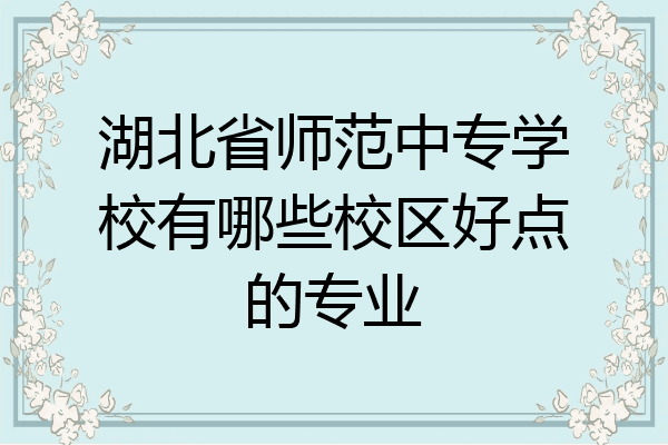 湖北省师范中专学校有哪些校区好点的专业