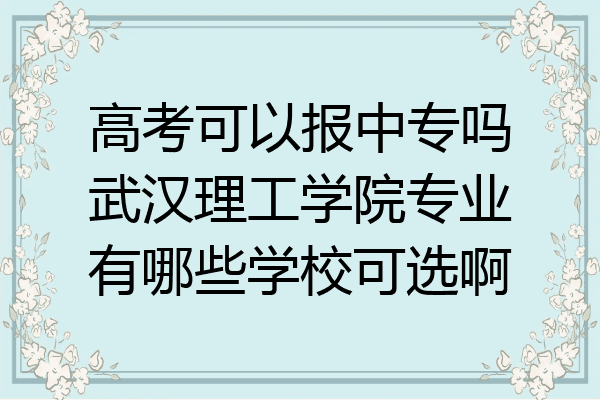 高考可以报中专吗武汉理工学院专业有哪些学校可选啊
