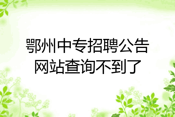 鄂州中专招聘公告网站查询不到了