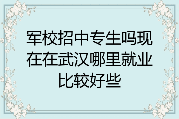 军校招中专生吗现在在武汉哪里就业比较好些