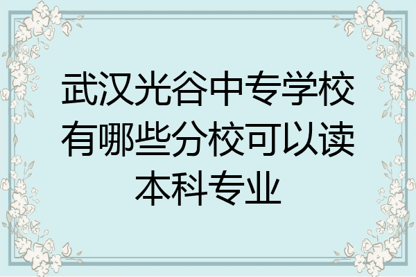 武汉光谷中专学校有哪些分校可以读本科专业