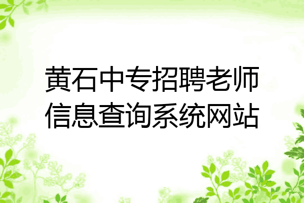 黄石中专招聘老师信息查询系统网站