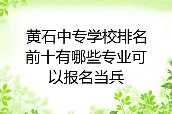 黄石中专学校排名前十有哪些专业可以报名当兵