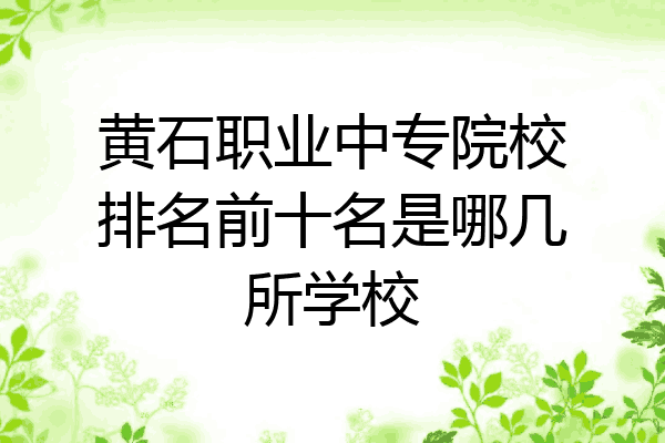 黄石职业中专院校排名前十名是哪几所学校