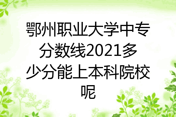 鄂州职业大学中专分数线2021多少分能上本科院校呢