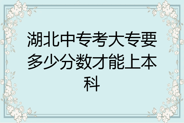 湖北中专考大专要多少分数才能上本科