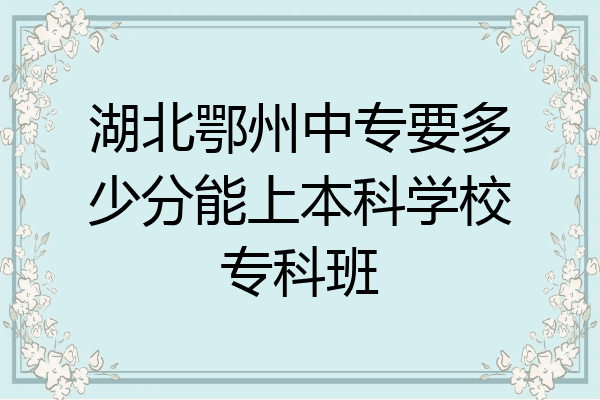 湖北鄂州中专要多少分能上本科学校专科班