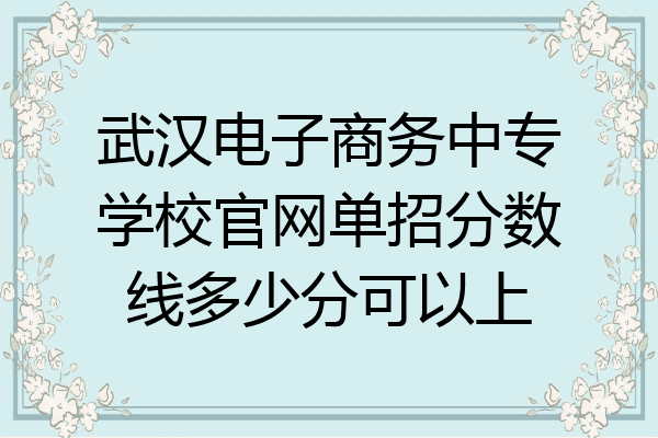 武汉电子商务中专学校官网单招分数线多少分可以上