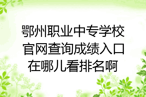 鄂州职业中专学校官网查询成绩入口在哪儿看排名啊