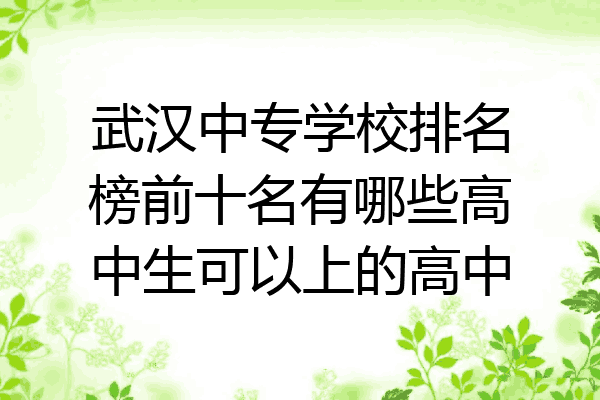 武汉中专学校排名榜前十名有哪些高中生可以上的高中