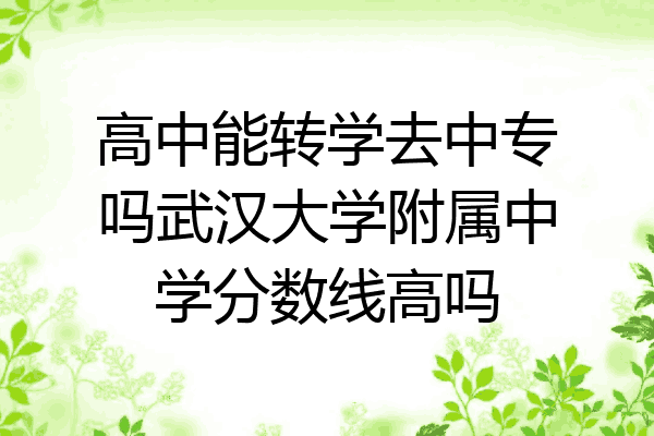 高中能转学去中专吗武汉大学附属中学分数线高吗
