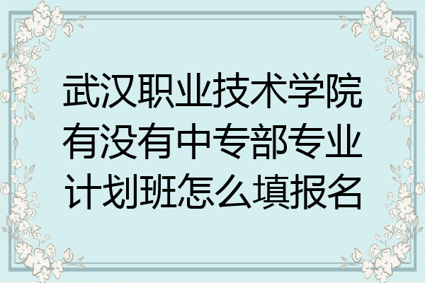 武汉职业技术学院有没有中专部专业计划班怎么填报名