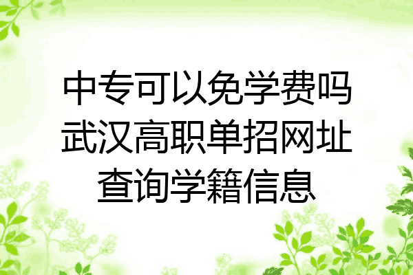 中专可以免学费吗武汉高职单招网址查询学籍信息