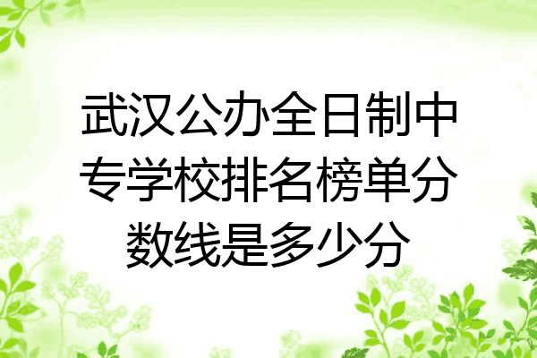 武汉公办全日制中专学校排名榜单分数线是多少分