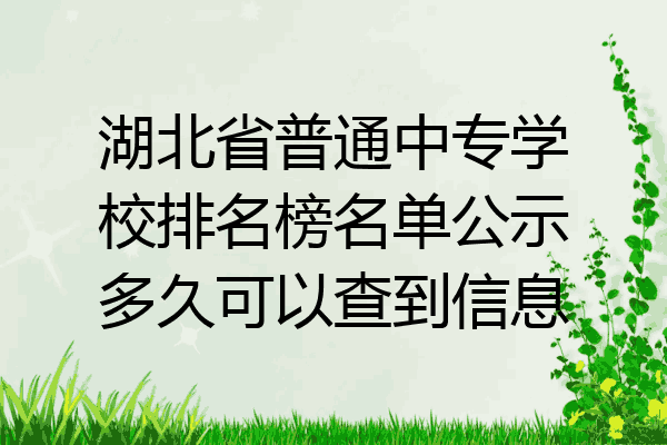 湖北省普通中专学校排名榜名单公示多久可以查到信息