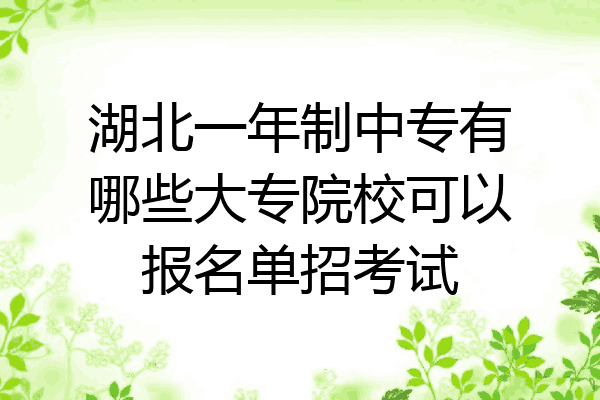 湖北一年制中专有哪些大专院校可以报名单招考试