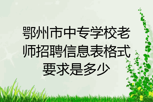 鄂州市中专学校老师招聘信息表格式要求是多少