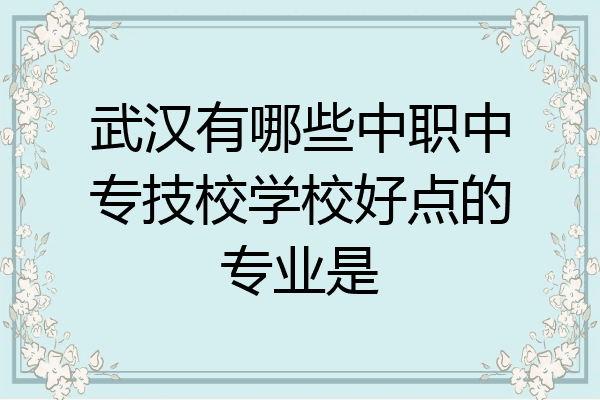 武汉有哪些中职中专技校学校好点的专业是