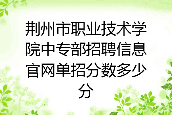 荆州市职业技术学院中专部招聘信息官网单招分数多少分