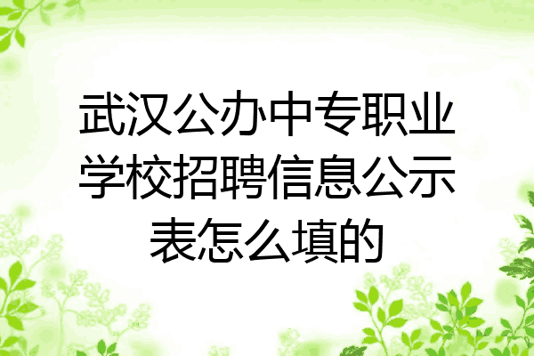 武汉公办中专职业学校招聘信息公示表怎么填的