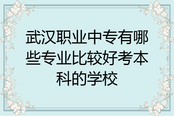 武汉职业中专有哪些专业比较好考本科的学校