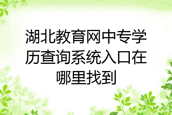 湖北教育网中专学历查询系统入口在哪里找到