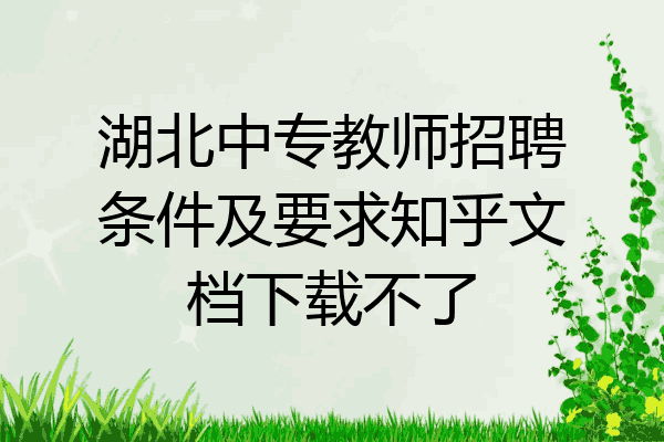 湖北中专教师招聘条件及要求知乎文档下载不了