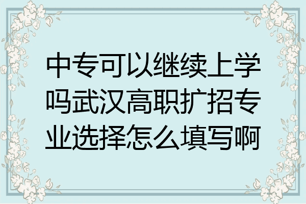 中专可以继续上学吗武汉高职扩招专业选择怎么填写啊