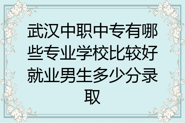 武汉中职中专有哪些专业学校比较好就业男生多少分录取