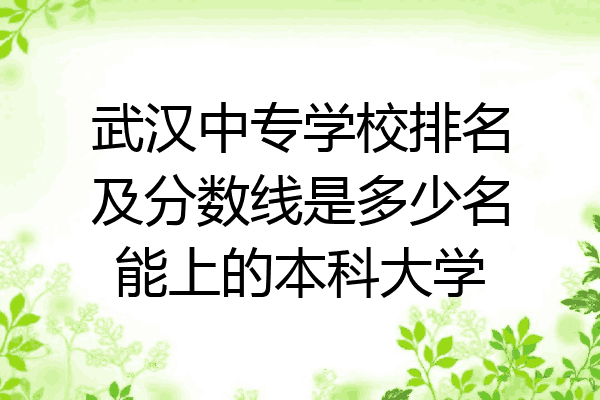 武汉中专学校排名及分数线是多少名能上的本科大学