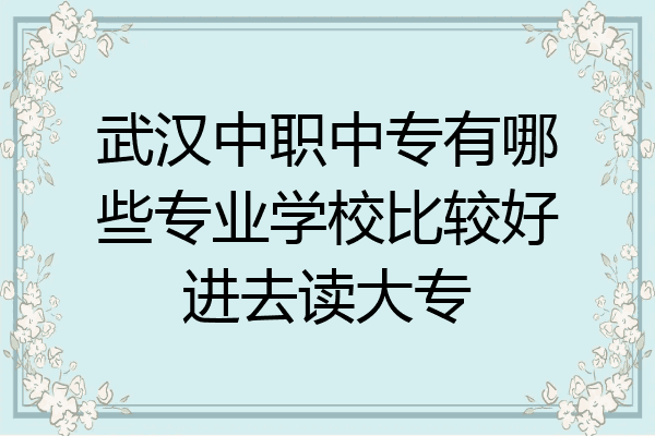 武汉中职中专有哪些专业学校比较好进去读大专