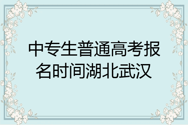 中专生普通高考报名时间湖北武汉