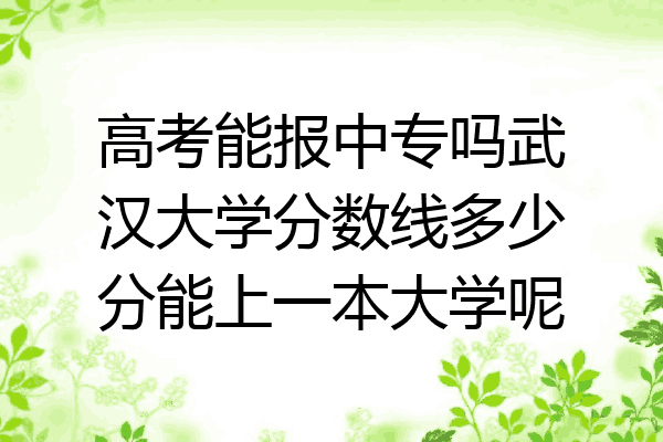 高考能报中专吗武汉大学分数线多少分能上一本大学呢
