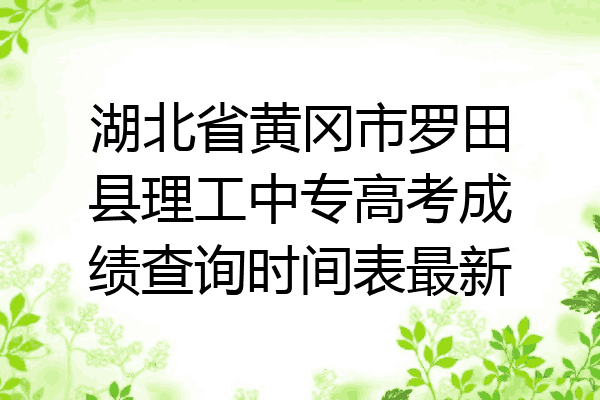 湖北省黄冈市罗田县理工中专高考成绩查询时间表最新