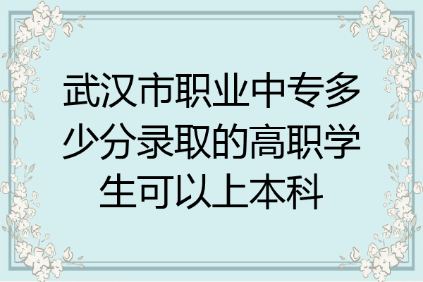 武汉市职业中专多少分录取的高职学生可以上本科