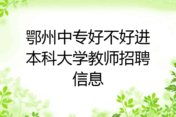 鄂州中专好不好进本科大学教师招聘信息
