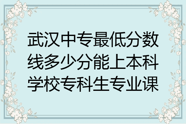 武汉中专最低分数线多少分能上本科学校专科生专业课
